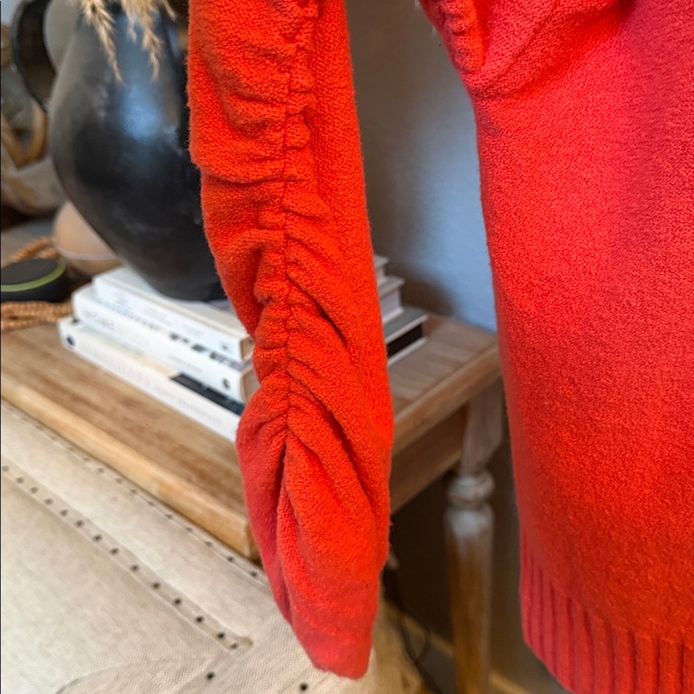 Anthropologie Moth Zurich Light Hoodie Chenille Knit Sweater Coral Size Medium - Picture 6 of 10